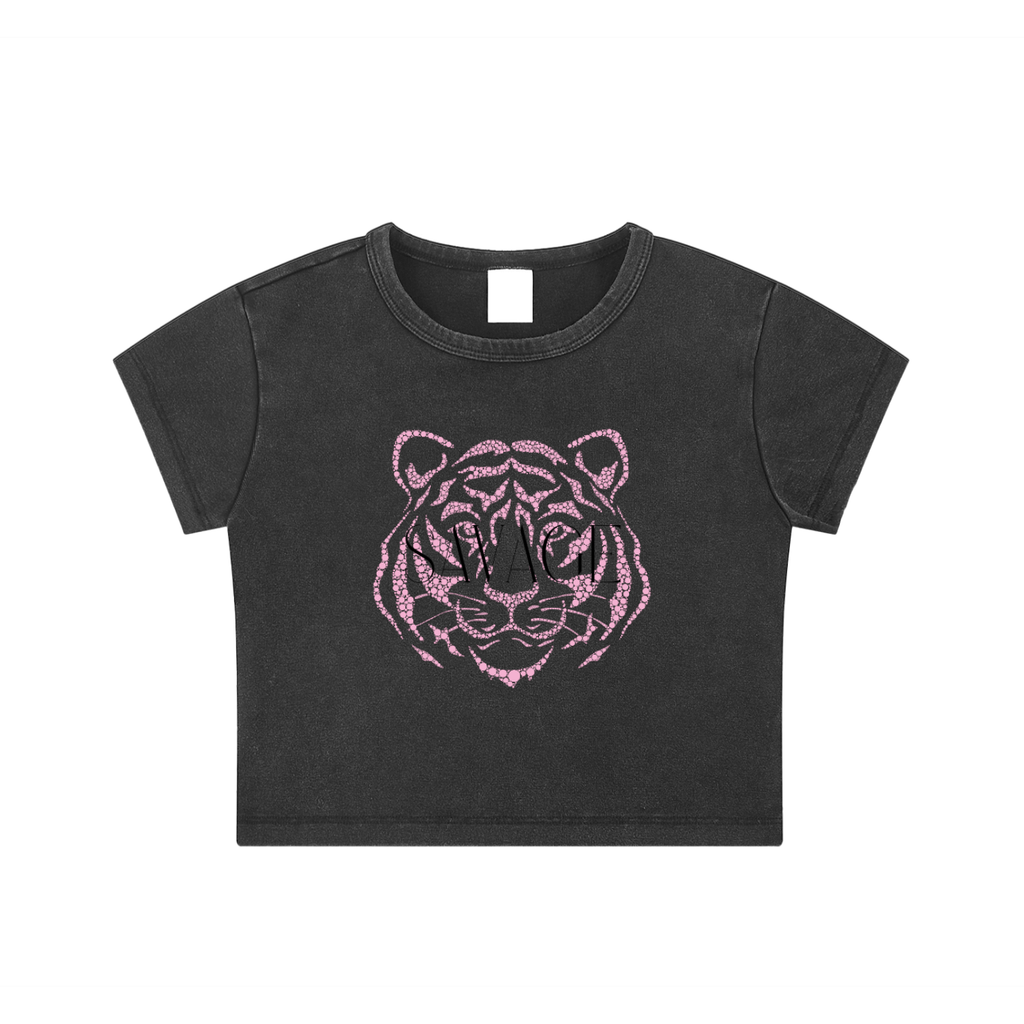 Womens' Fashion Apparel - Savage Tiger Snow Washed Crop Top
