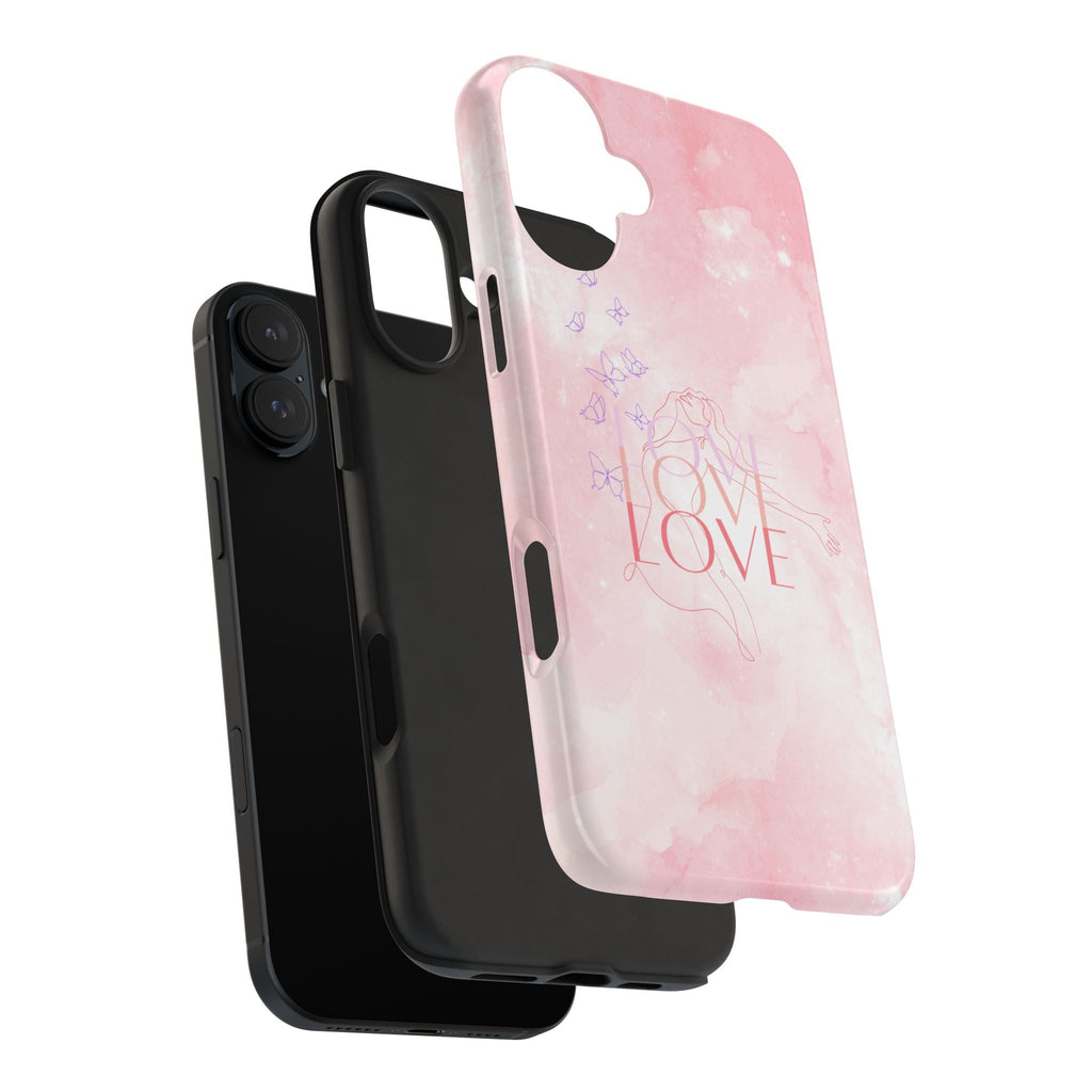 Durable Iphone & Android Protection - Pink Love Galaxy Tough Phone Case