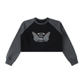 Women's Faith Based Apparel - Under Refuge - Raw-Hem Color-Block Raglan Crop Sweatshirt