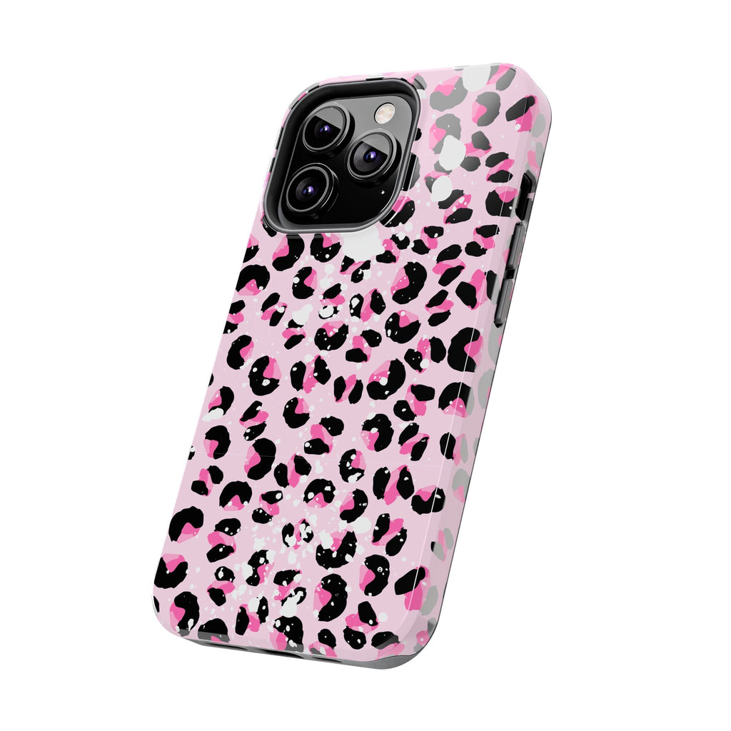Durable iPhone & Android Protective Phone Case - Pink Leopard Print Tough Case