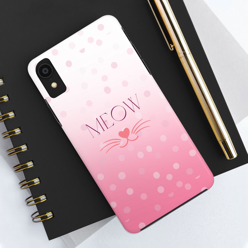 Durable iPhone & Android Protective Case - Cute Pink Cat Phone Case