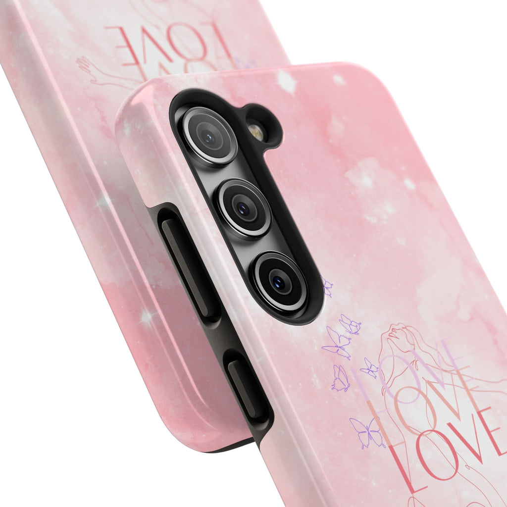 Durable Iphone & Android Protection - Pink Love Galaxy Tough Phone Case
