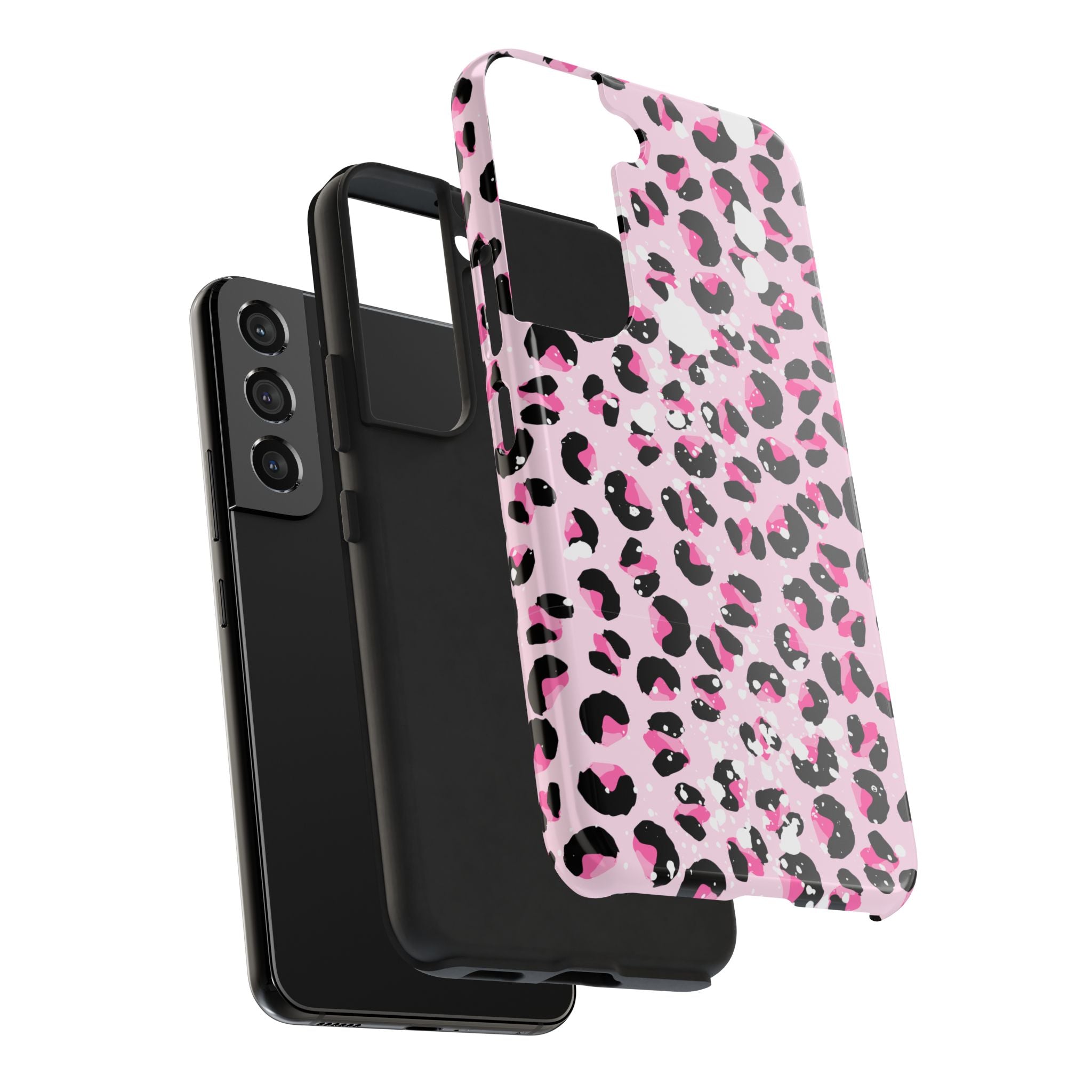 Durable iPhone & Android Protective Phone Case - Pink Leopard Print Tough Case