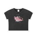 Womens' Faith Based Apparel - Infinity Sign Top - His Love Endures Forever - Snow Washed Crop Top