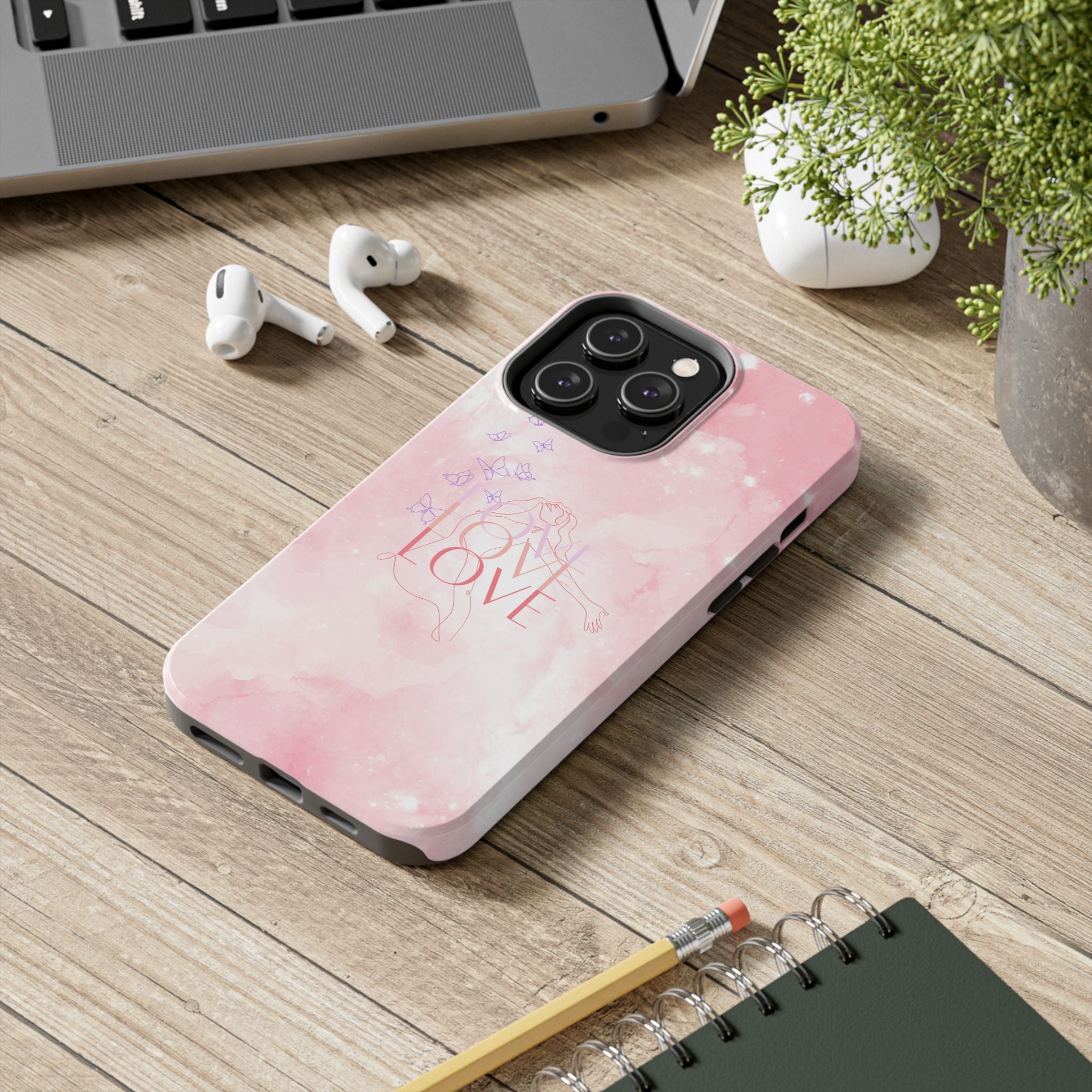 Durable Iphone & Android Protection - Pink Love Galaxy Tough Phone Case