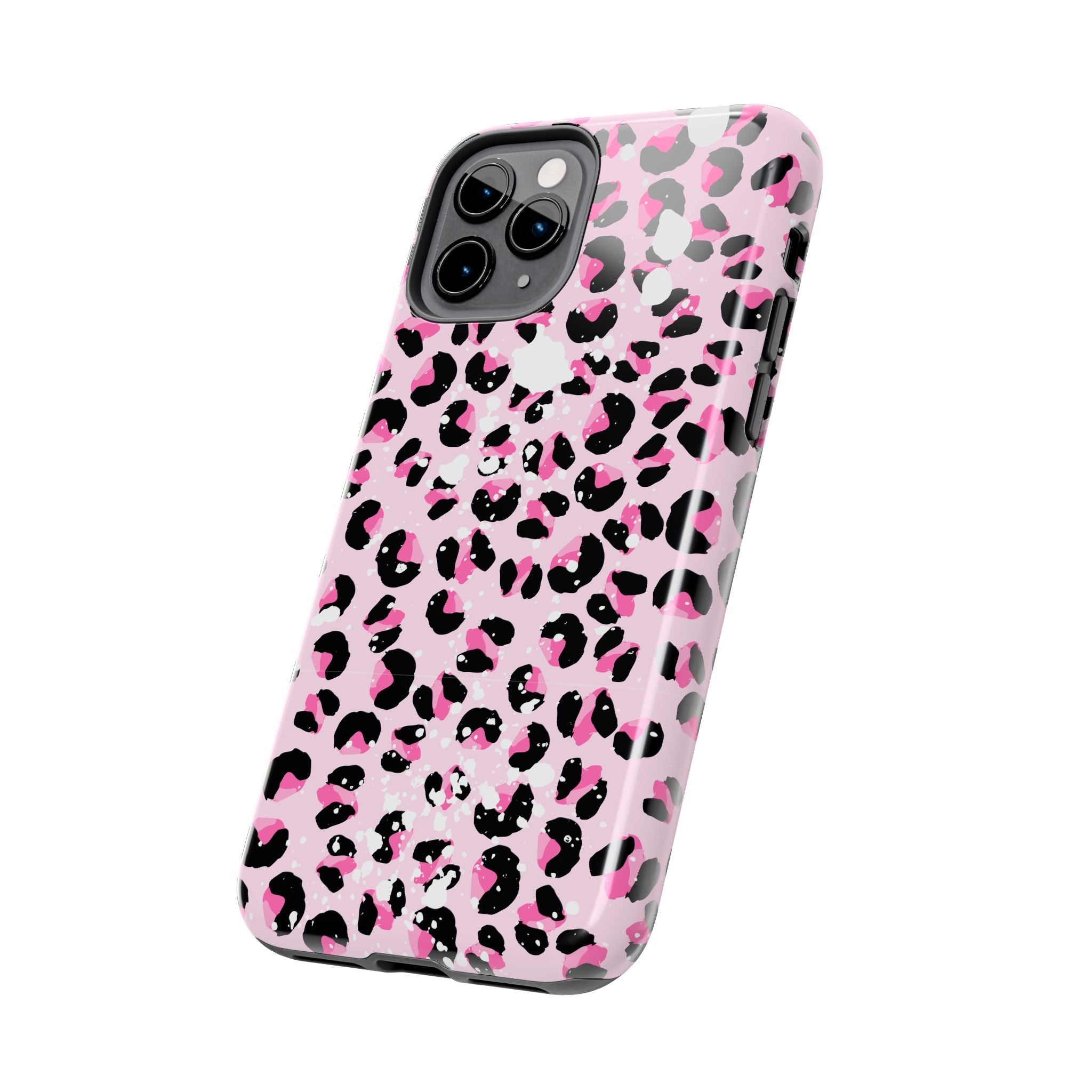 Durable iPhone & Android Protective Phone Case - Pink Leopard Print Tough Case