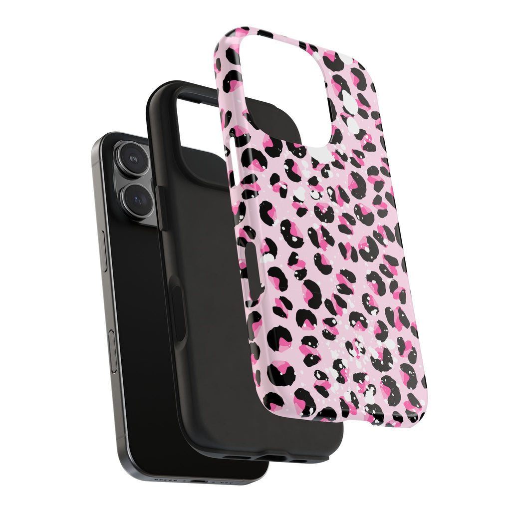 Durable iPhone & Android Protective Phone Case - Pink Leopard Print Tough Case
