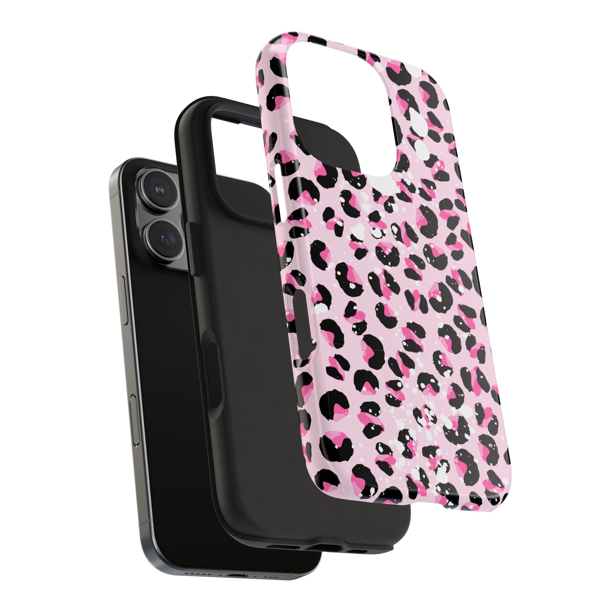 Durable iPhone & Android Protective Phone Case - Pink Leopard Print Tough Case