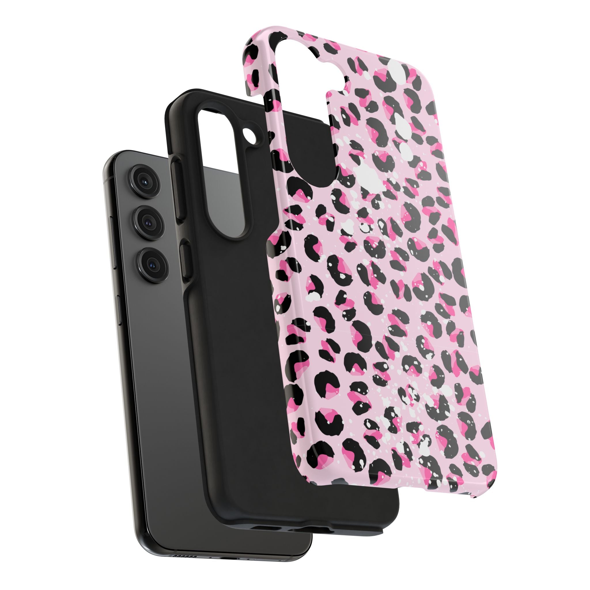 Durable iPhone & Android Protective Phone Case - Pink Leopard Print Tough Case
