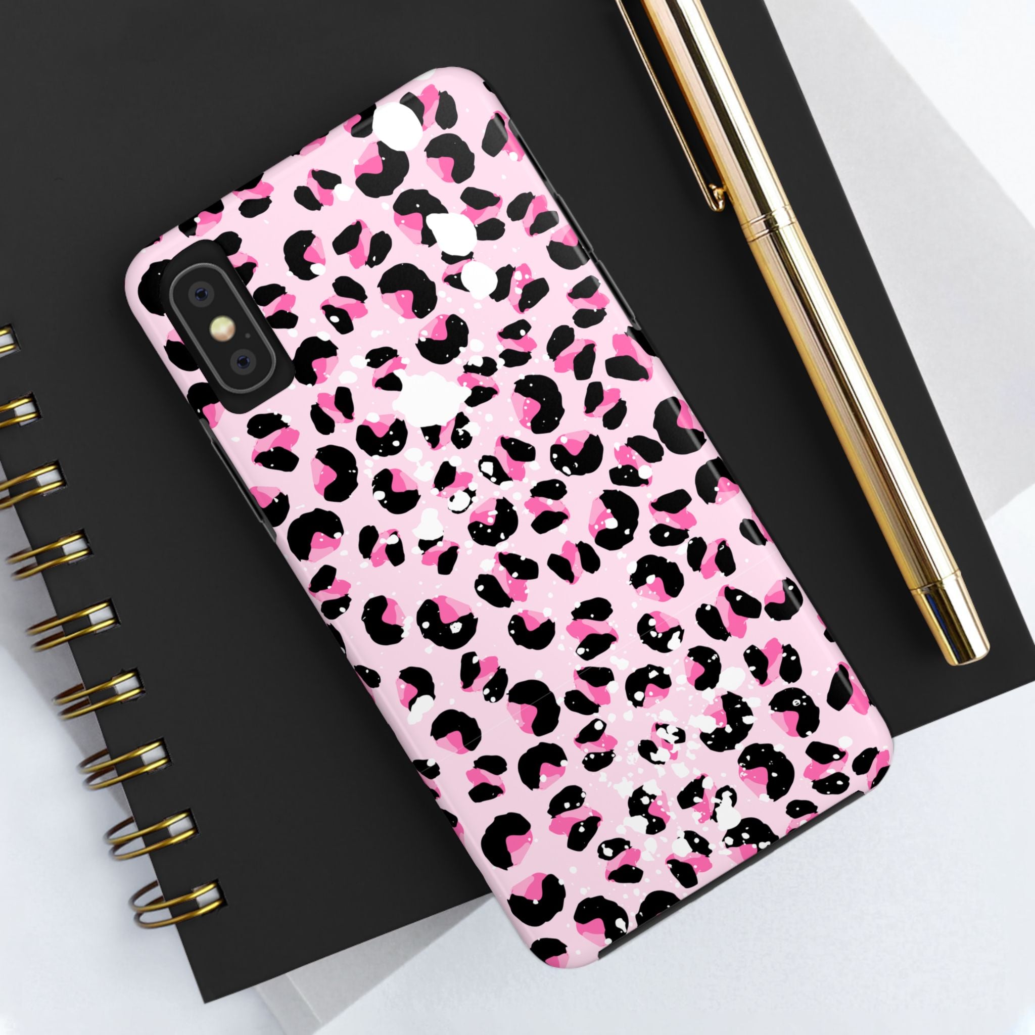 Durable iPhone & Android Protective Phone Case - Pink Leopard Print Tough Case