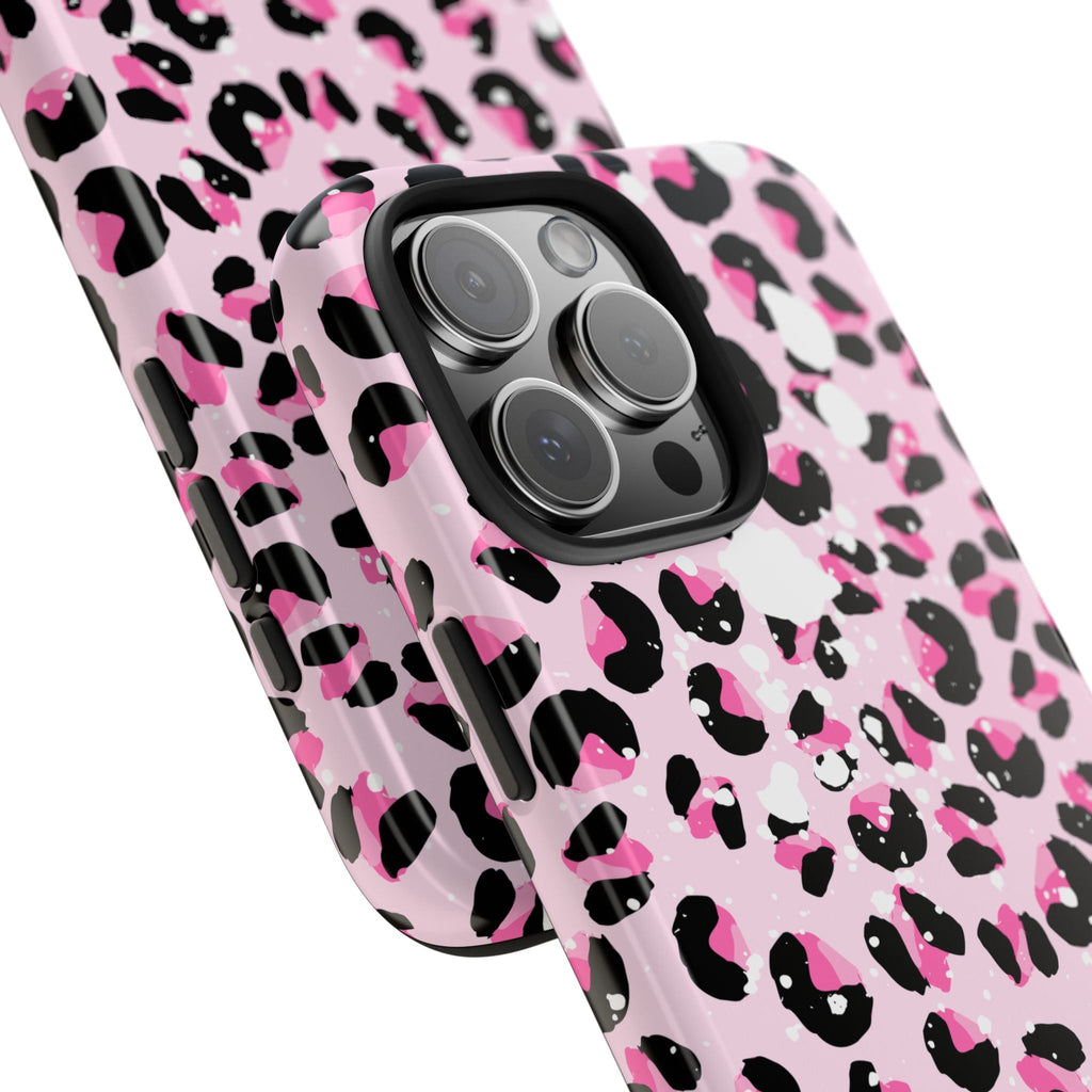 Durable iPhone & Android Protective Phone Case - Pink Leopard Print Tough Case