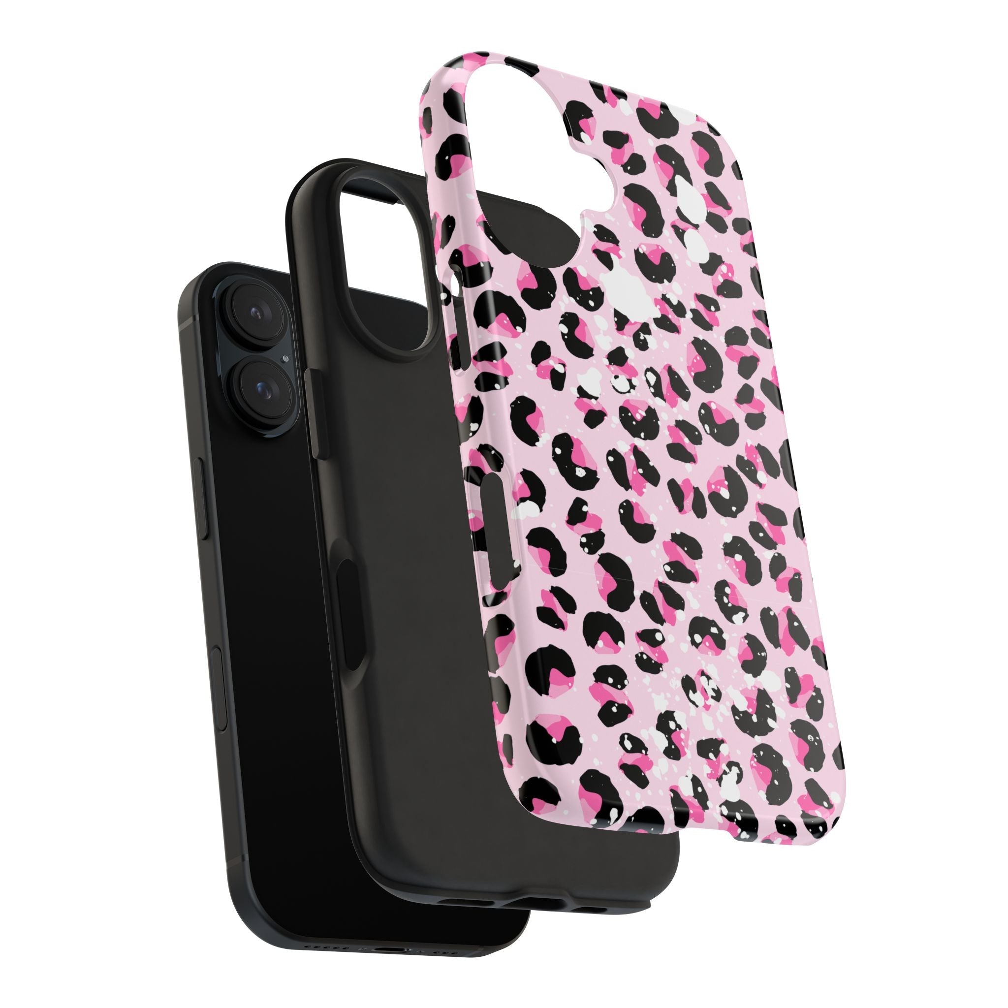 Durable iPhone & Android Protective Phone Case - Pink Leopard Print Tough Case