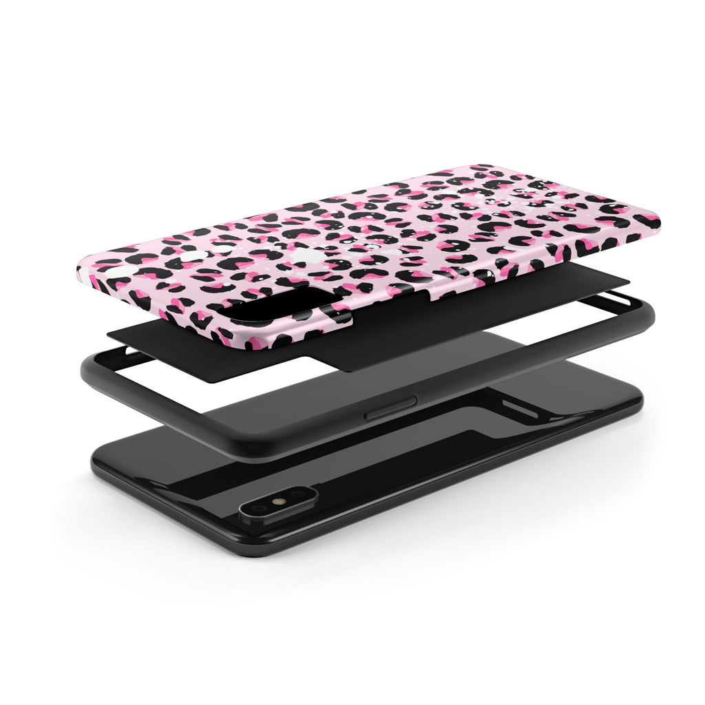Durable iPhone & Android Protective Phone Case - Pink Leopard Print Tough Case