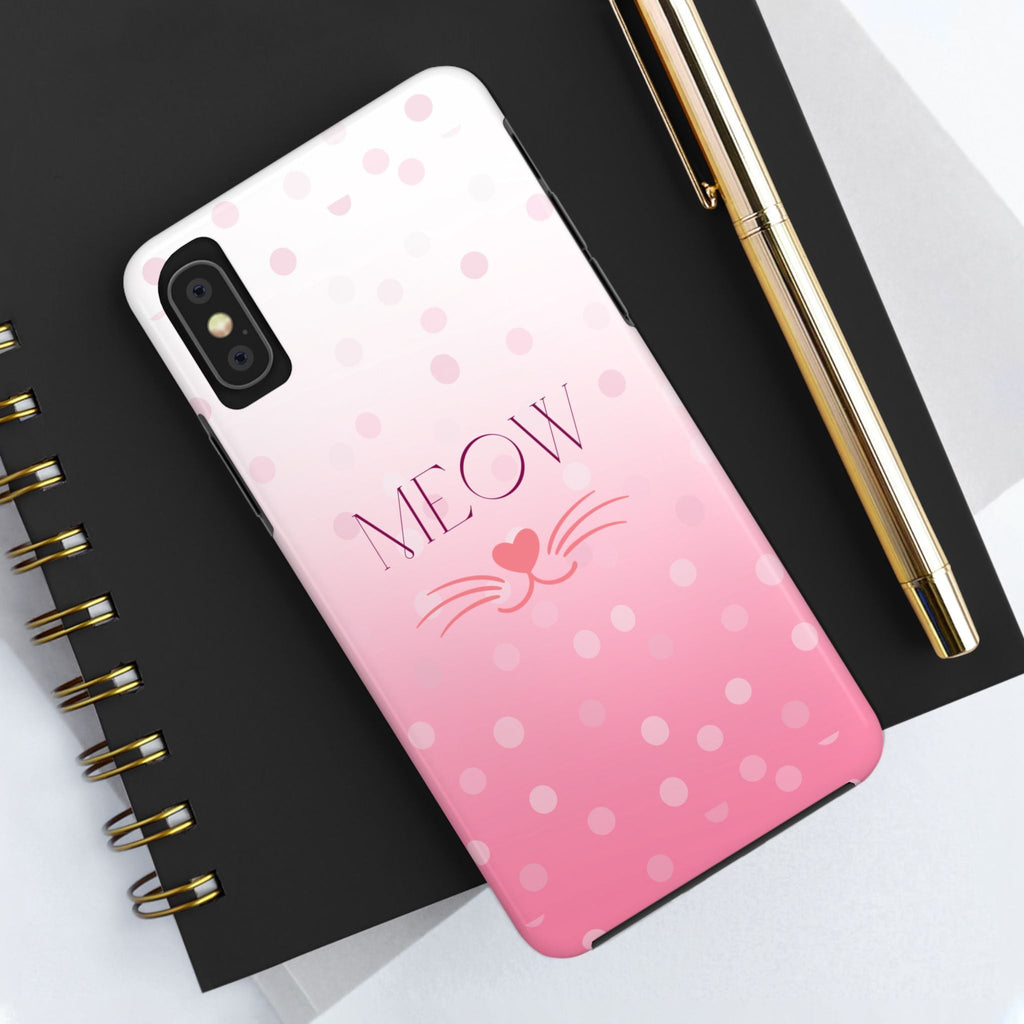 Durable iPhone & Android Protective Case - Cute Pink Cat Phone Case