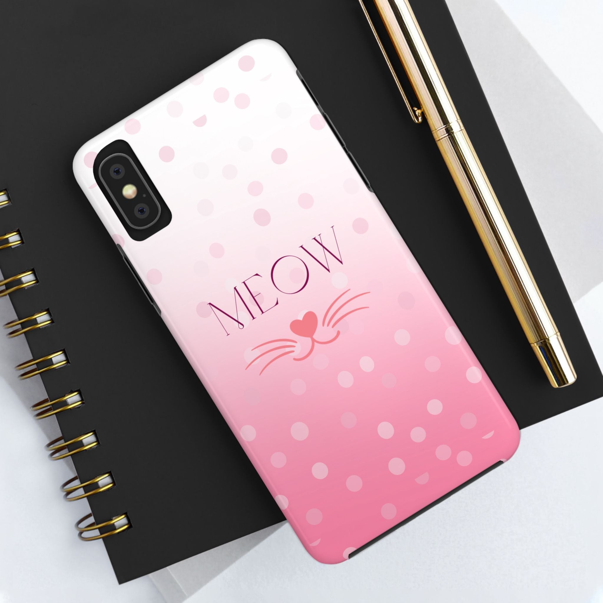Durable iPhone & Android Protective Case - Cute Pink Cat Phone Case