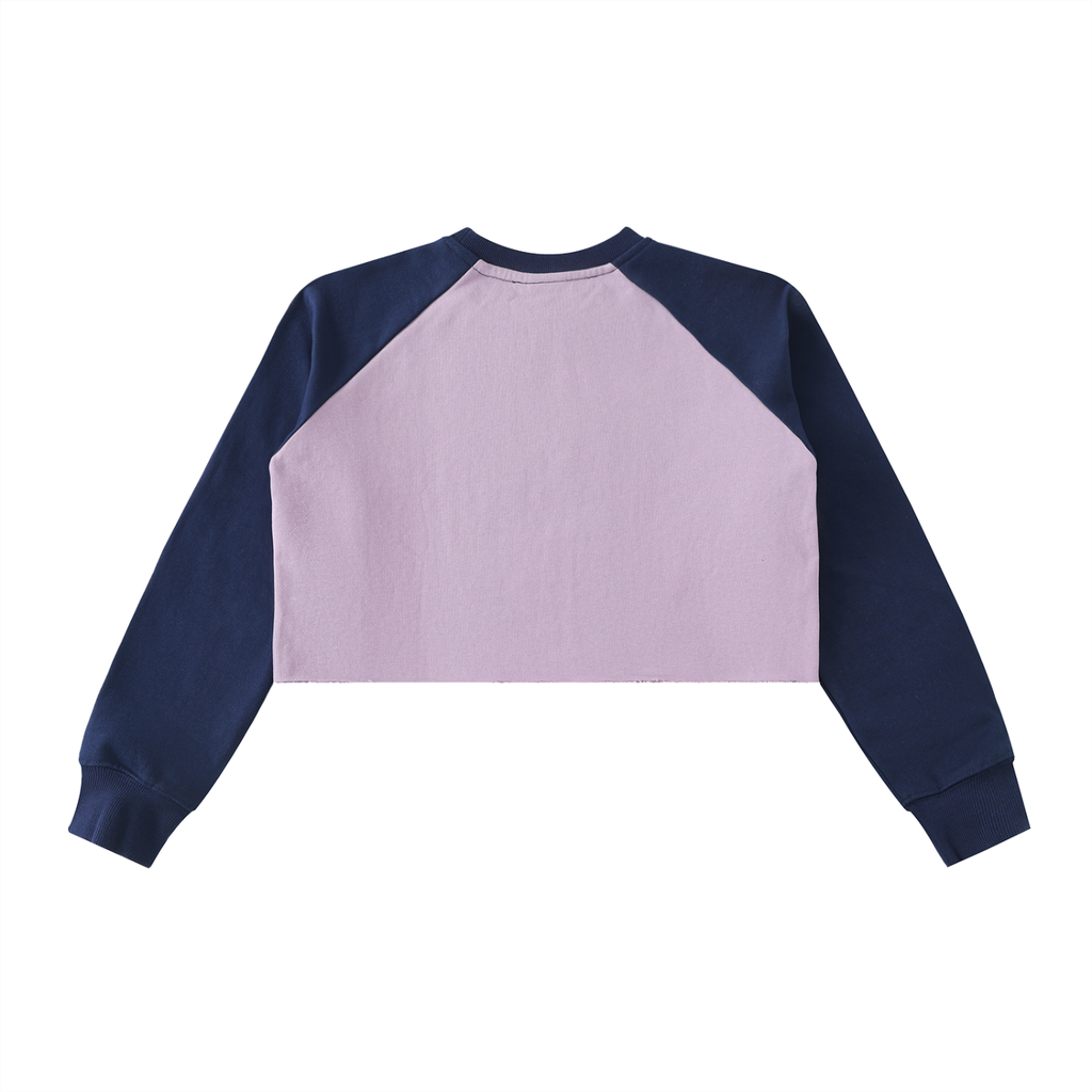 Women's Faith Based Apparel - Under Refuge - Raw-Hem Color-Block Raglan Crop Sweatshirt