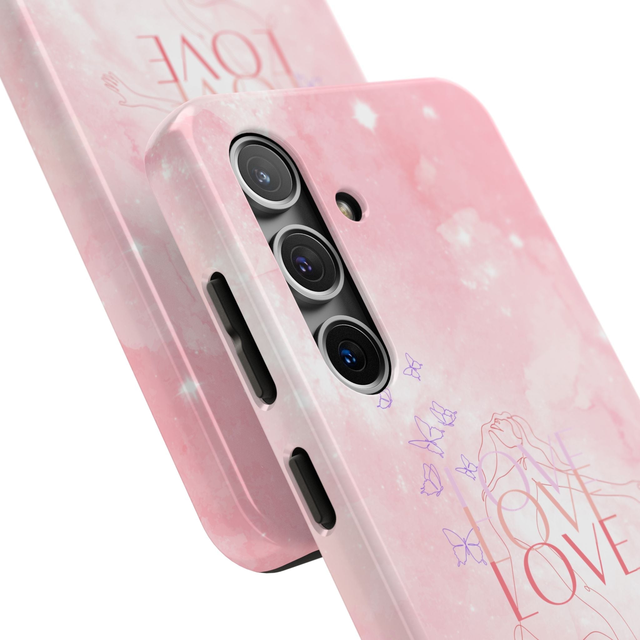 Durable Iphone & Android Protection - Pink Love Galaxy Tough Phone Case