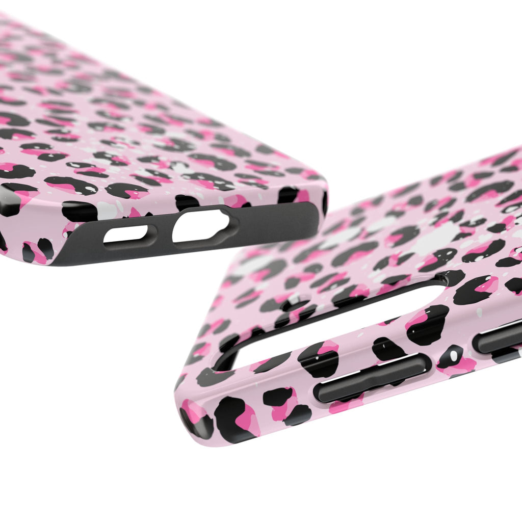 Durable iPhone & Android Protective Phone Case - Pink Leopard Print Tough Case