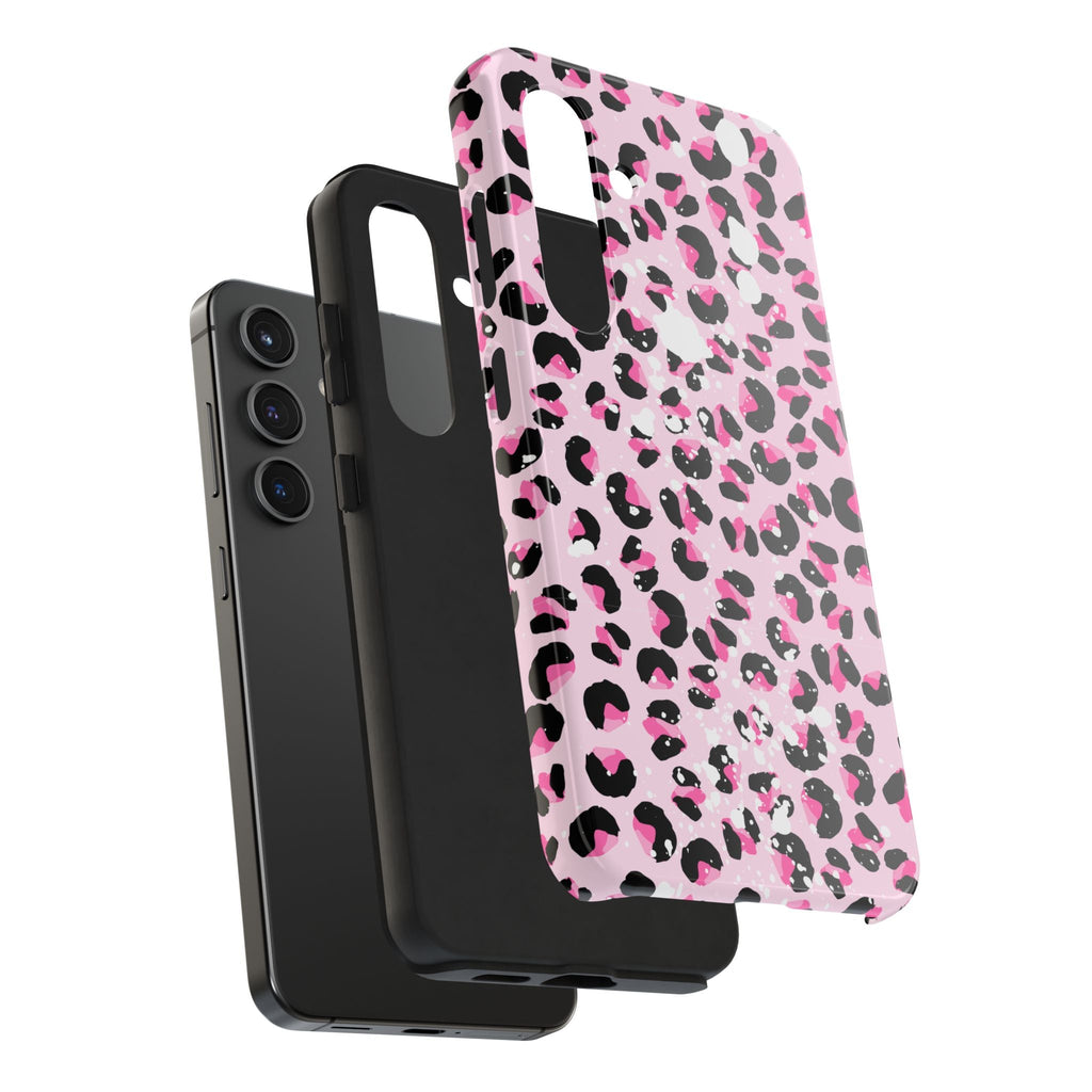 Durable iPhone & Android Protective Phone Case - Pink Leopard Print Tough Case