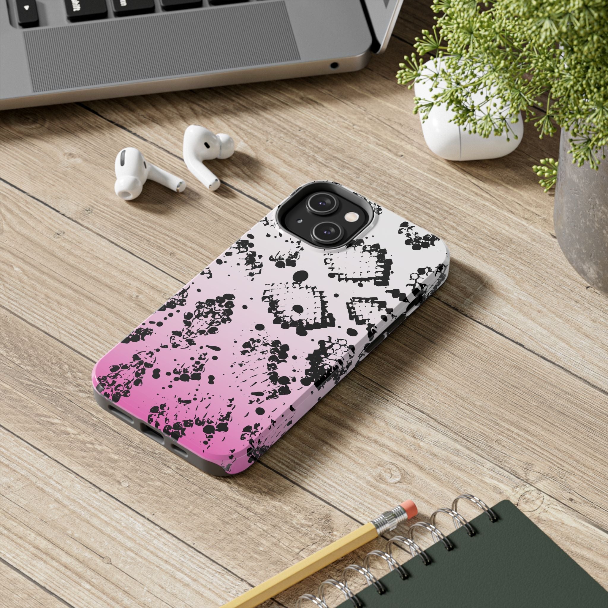 Durable iphone & Android Protection - Pink Ombre Snake Skin Tough Phone Case