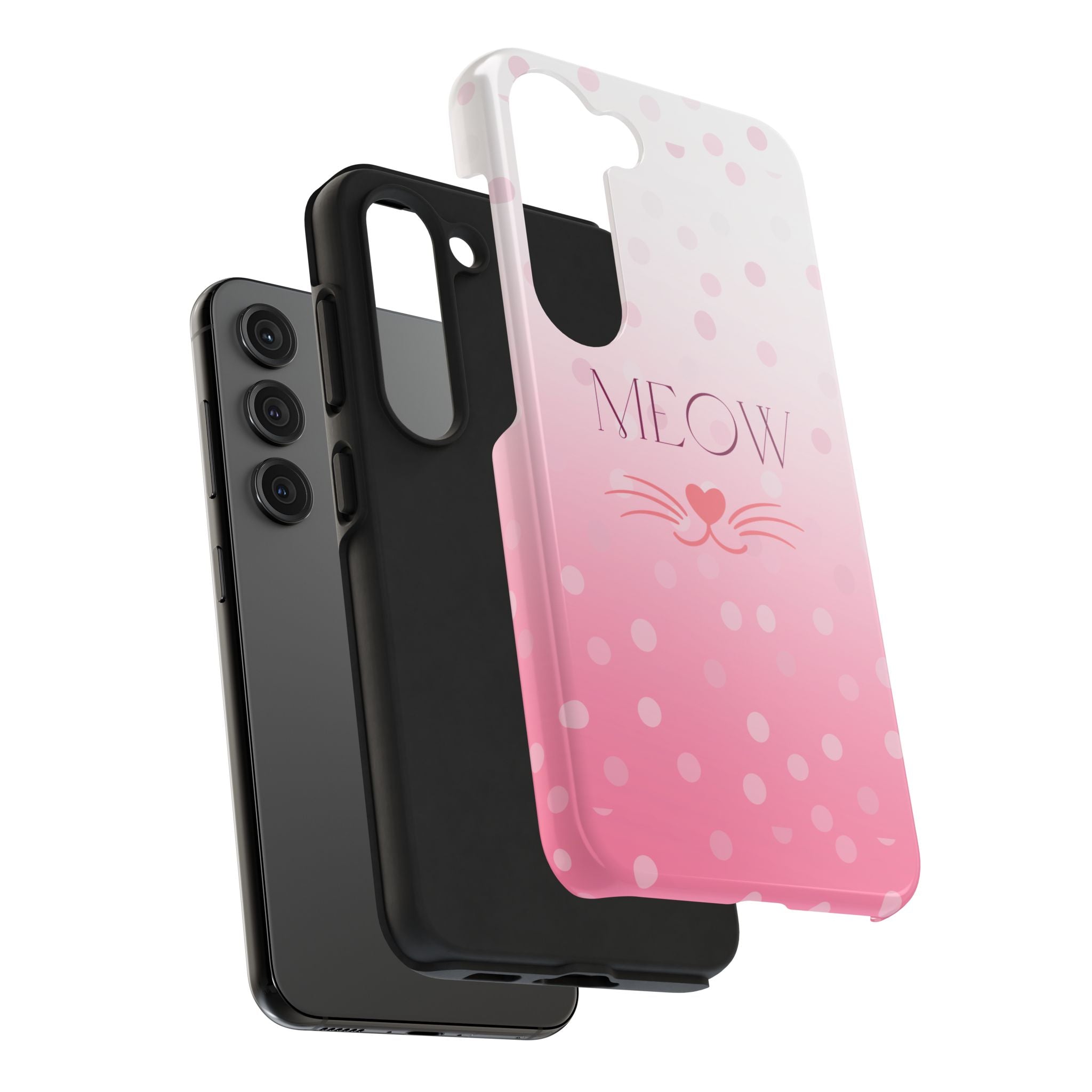 Durable iPhone & Android Protective Case - Cute Pink Cat Phone Case