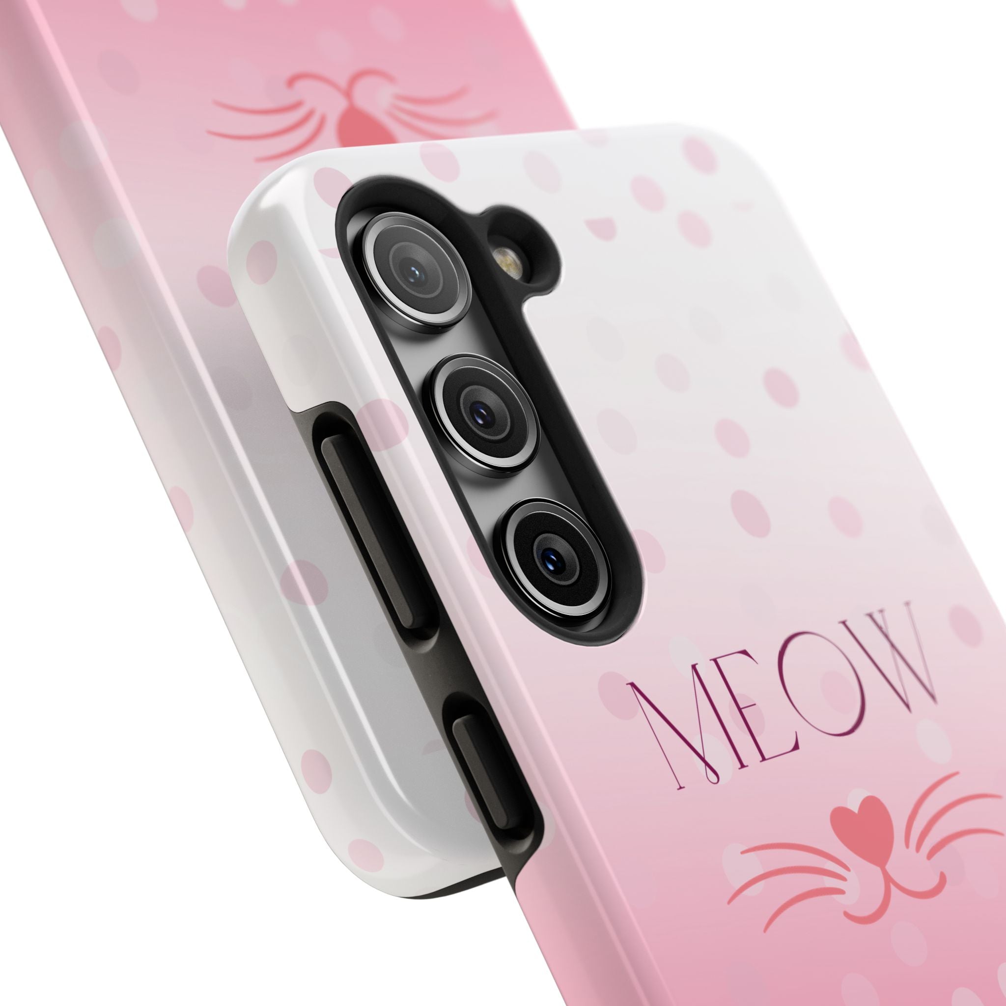 Durable iPhone & Android Protective Case - Cute Pink Cat Phone Case