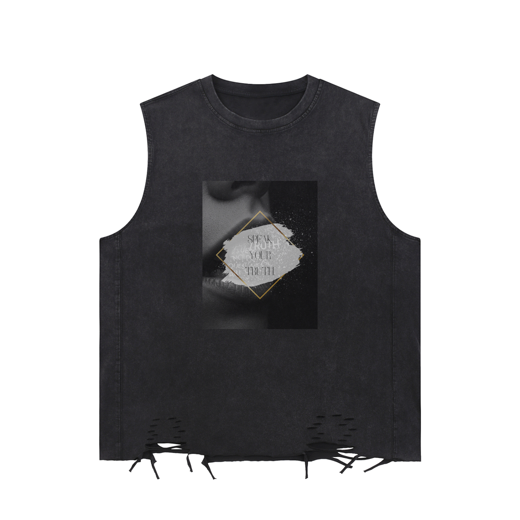 Fashion Apparel - Speak Your Truth - Unisex Snow Washed Raw-Hem Tank Top