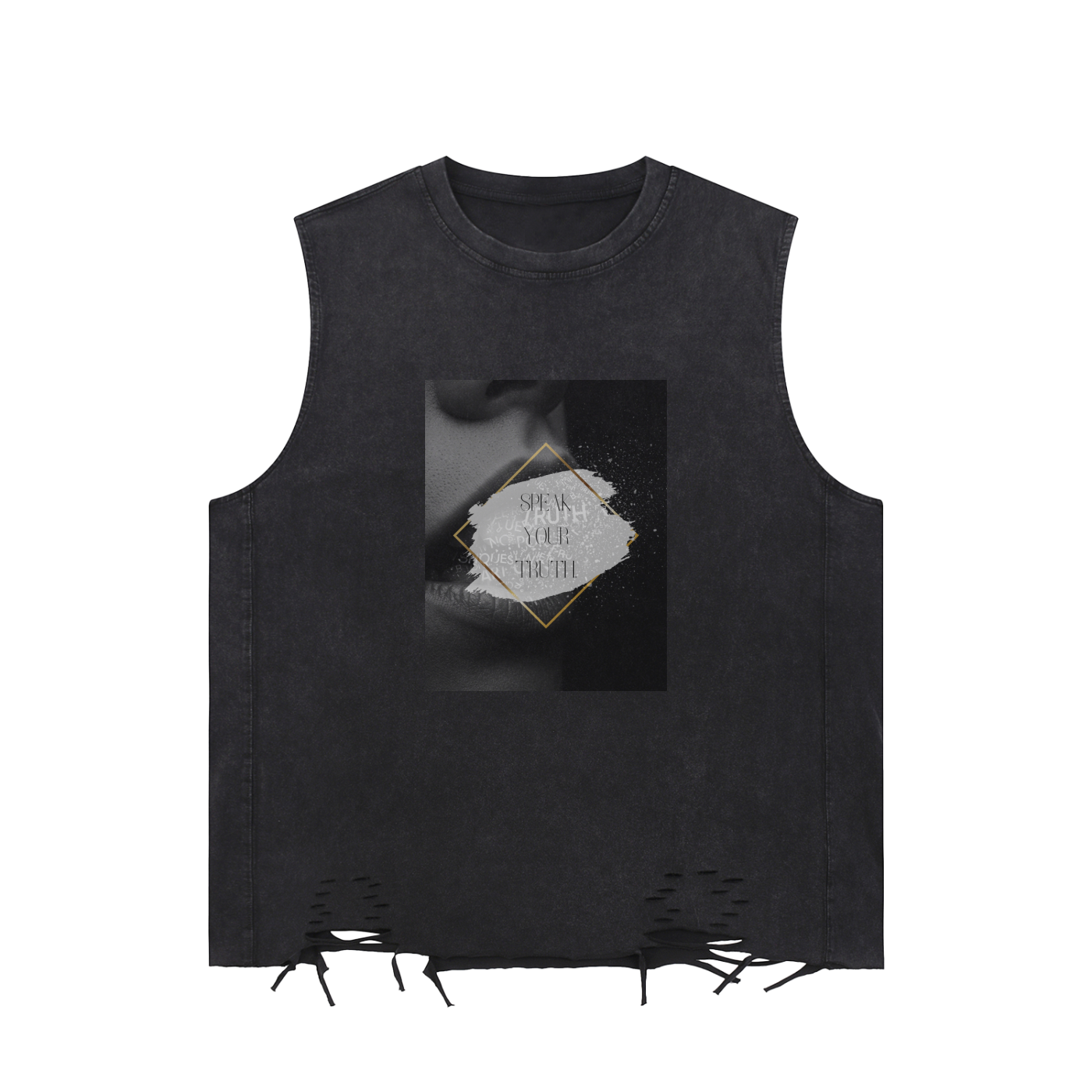 Fashion Apparel - Speak Your Truth - Unisex Snow Washed Raw-Hem Tank Top