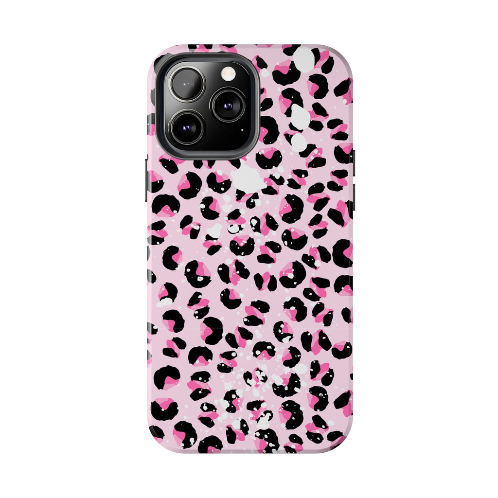 Durable iPhone & Android Protective Phone Case - Pink Leopard Print Tough Case