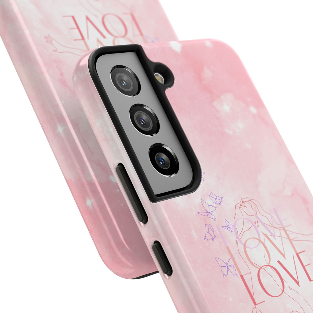 Durable Iphone & Android Protection - Pink Love Galaxy Tough Phone Case