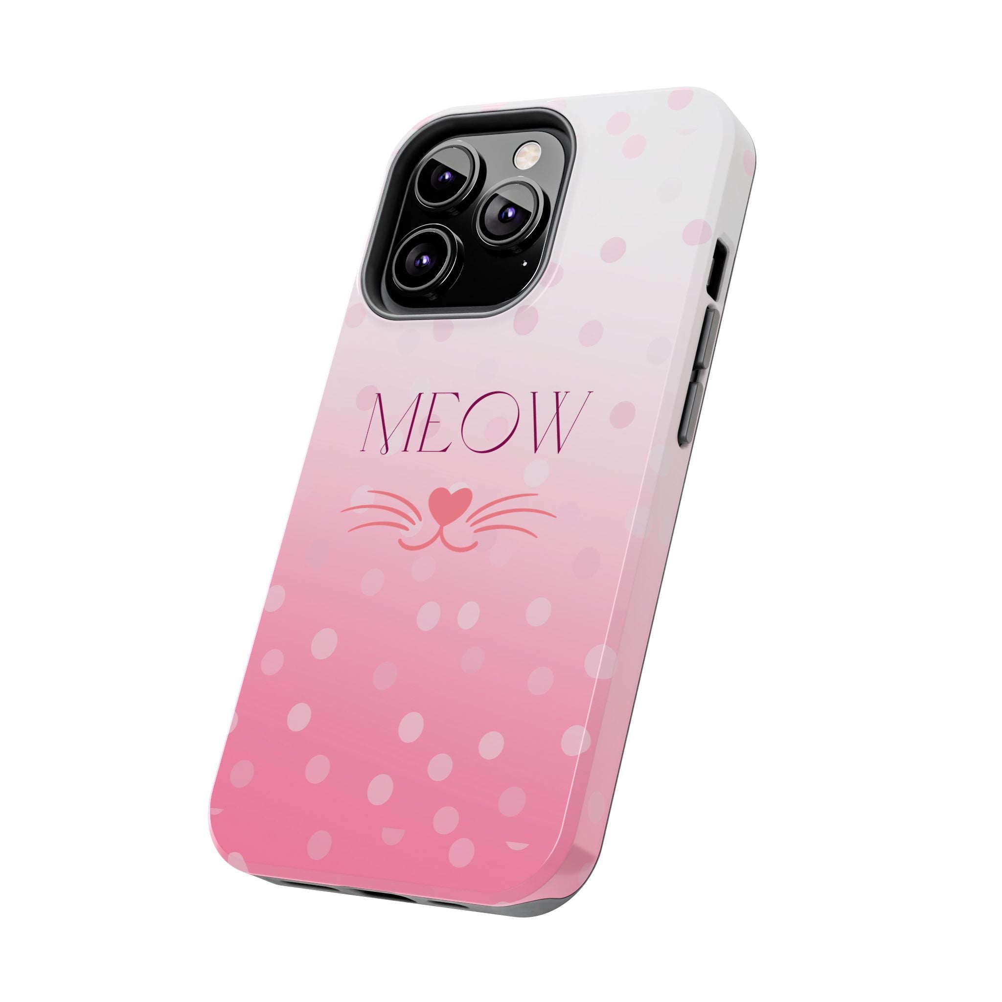 Durable iPhone & Android Protective Case - Cute Pink Cat Phone Case