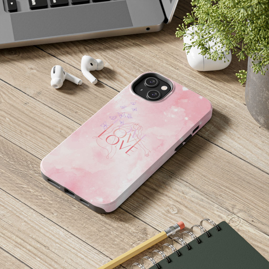 Durable Iphone & Android Protection - Pink Love Galaxy Tough Phone Case