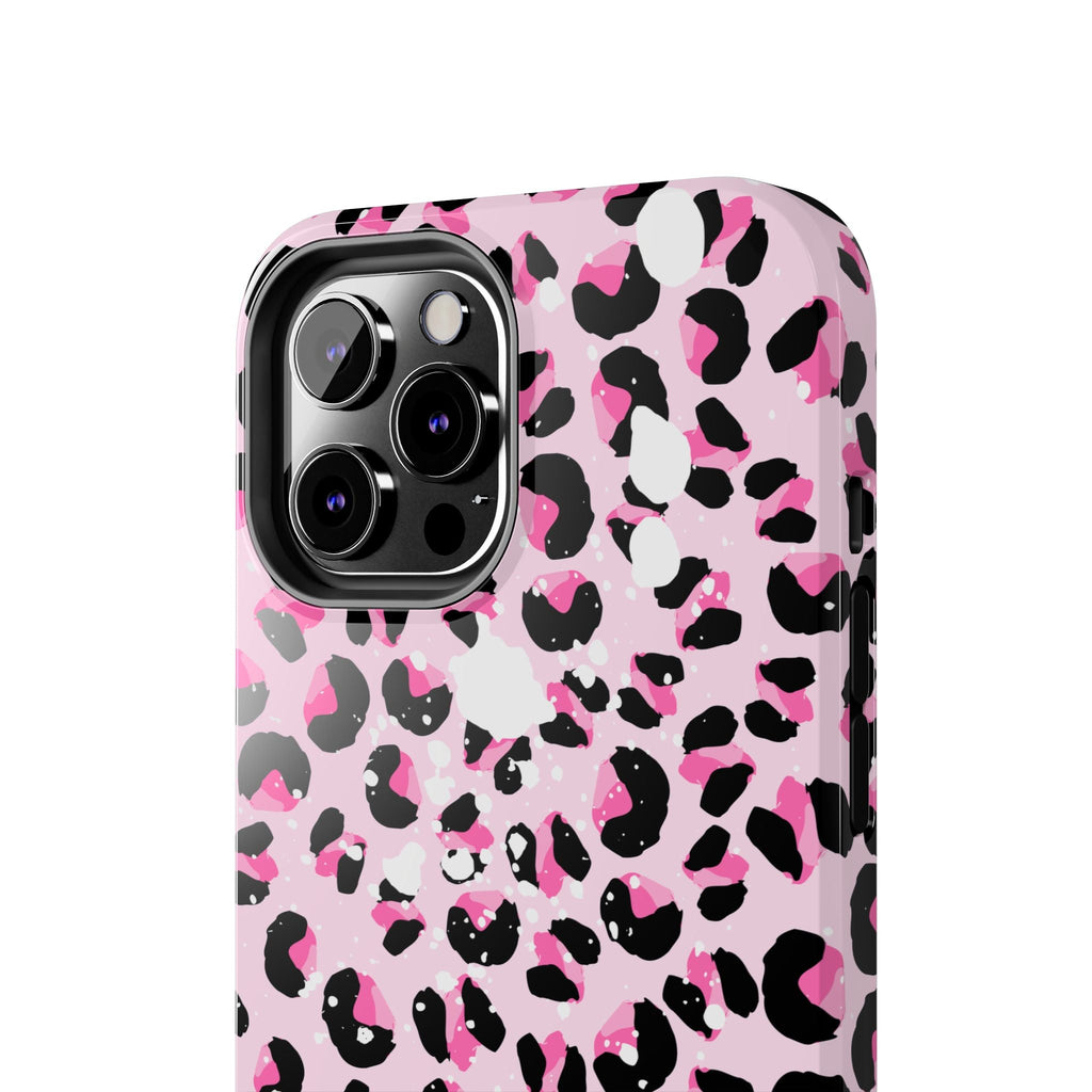 Durable iPhone & Android Protective Phone Case - Pink Leopard Print Tough Case