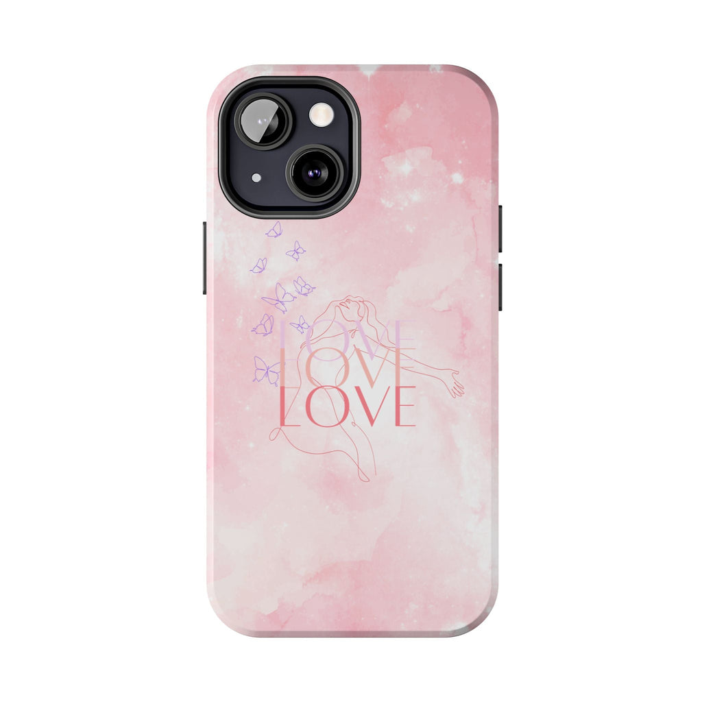 Durable Iphone & Android Protection - Pink Love Galaxy Tough Phone Case