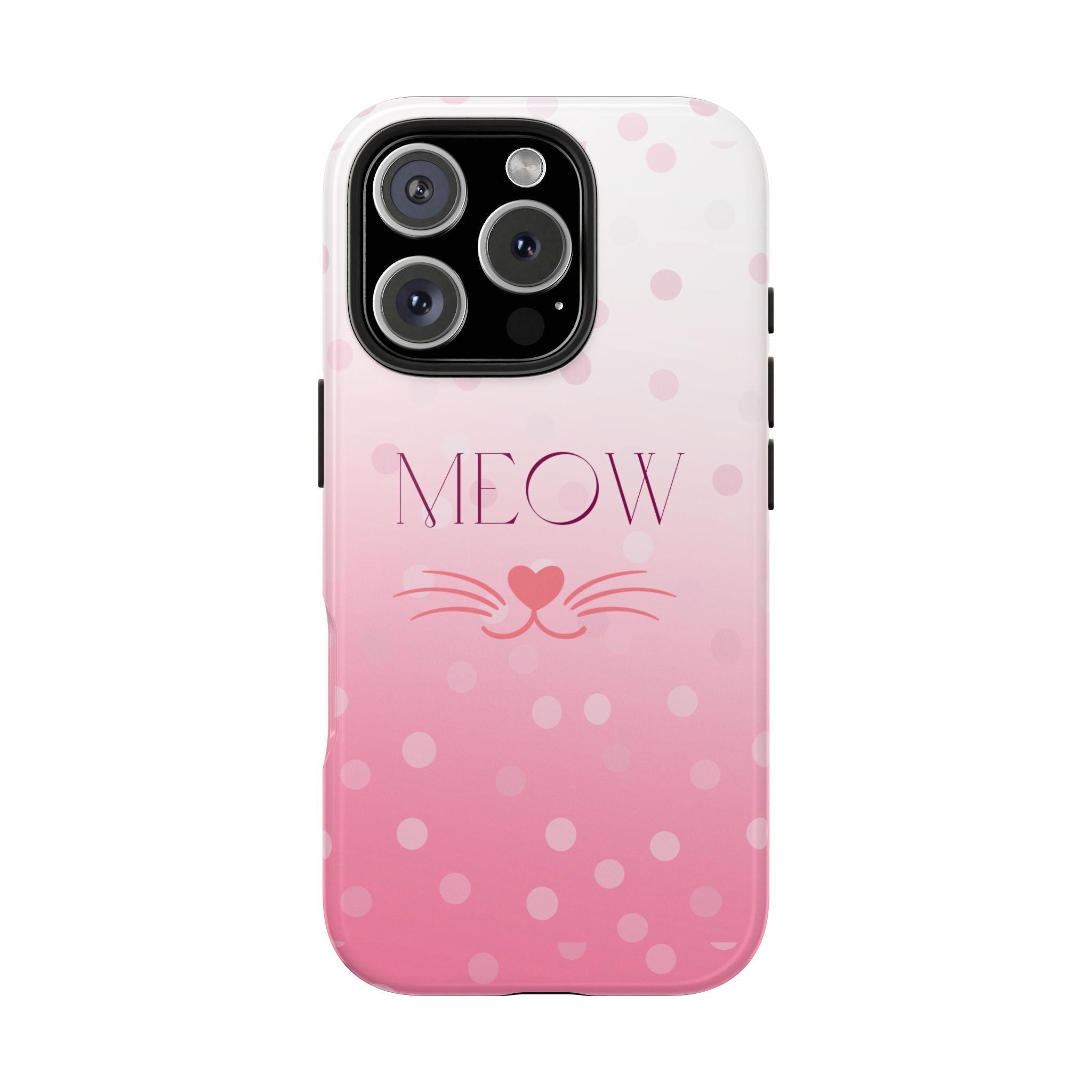 Durable iPhone & Android Protective Case - Cute Pink Cat Phone Case