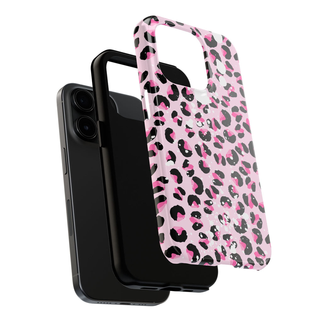 Durable iPhone & Android Protective Phone Case - Pink Leopard Print Tough Case