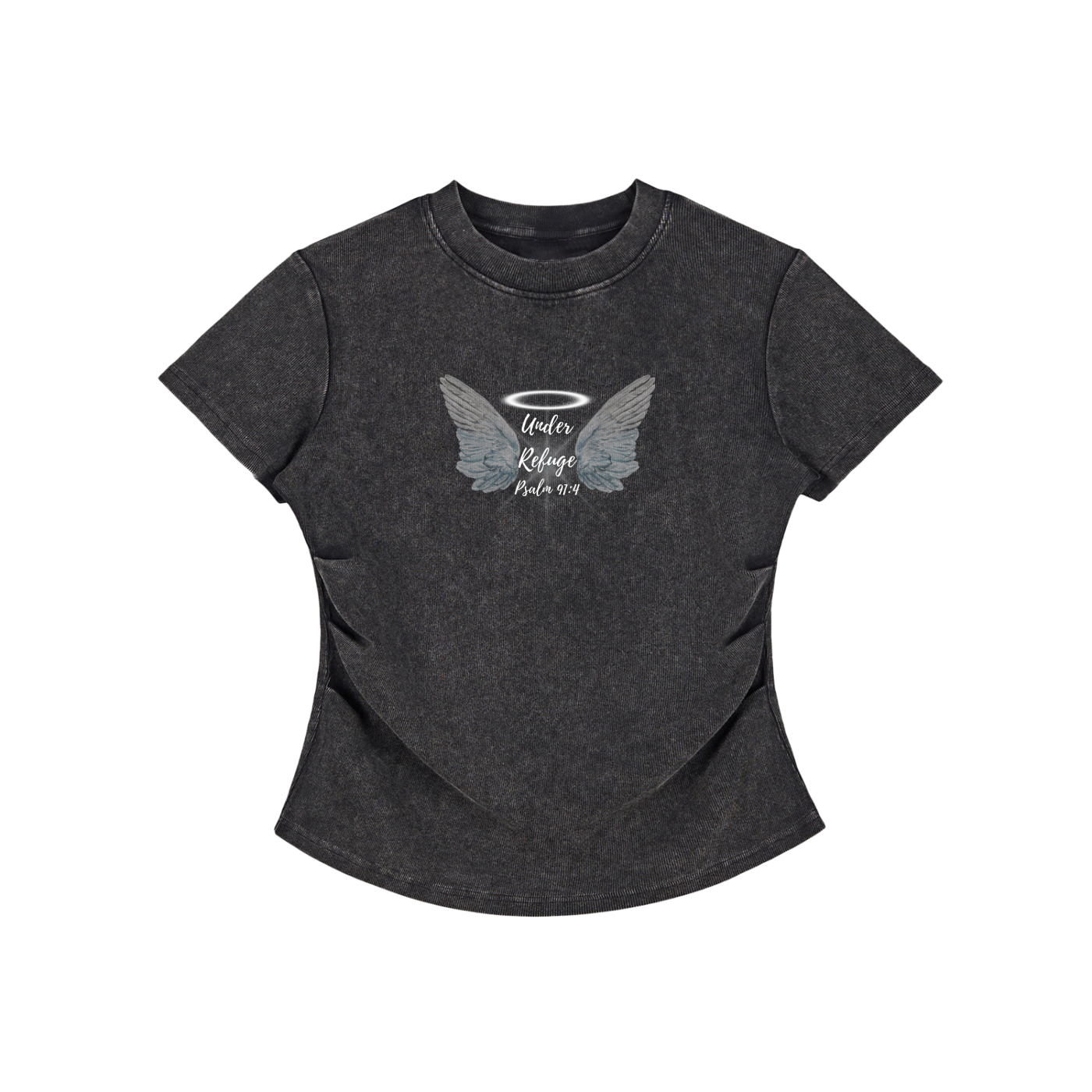 Women's Vintaged-Wash Bodycon Cotton T-Shirt - Faith Based Apparel - Wing T-Shirt