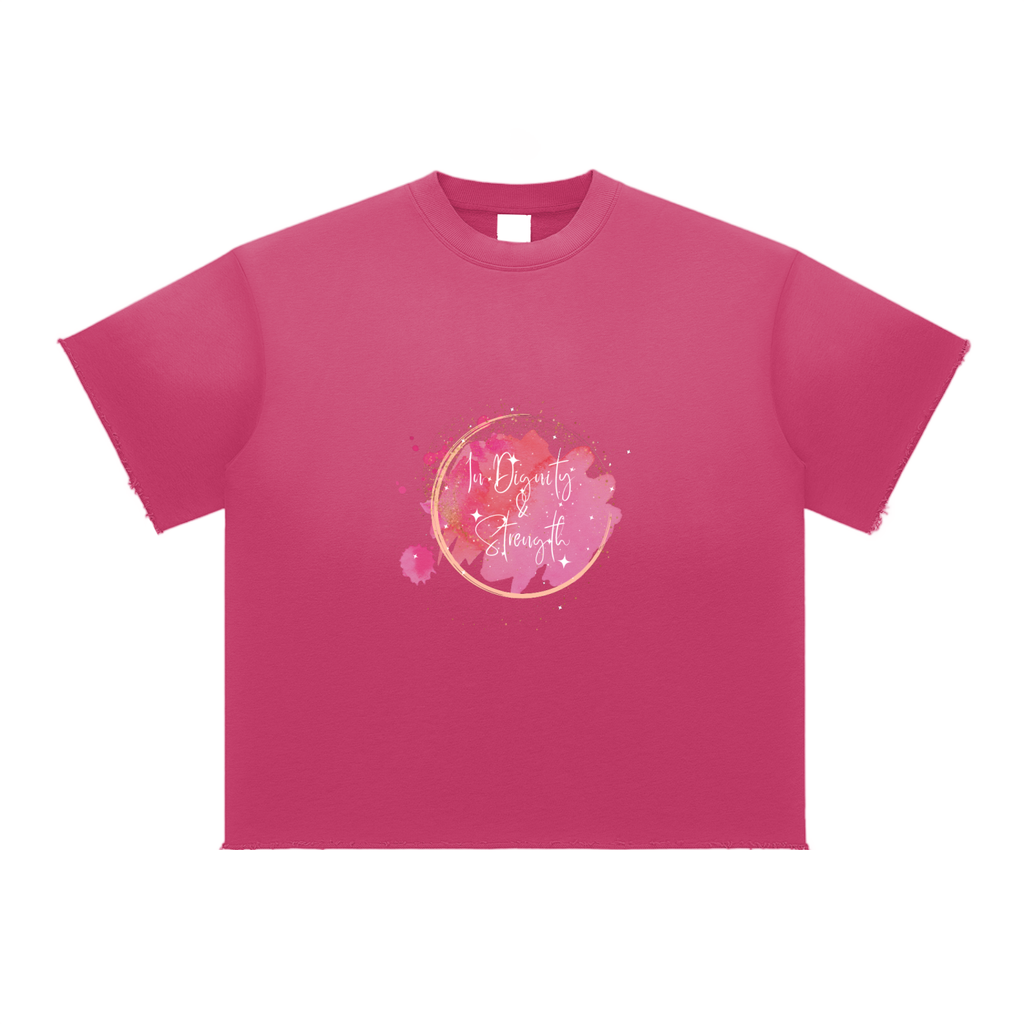 Womens' Faith Based Apparel - Clothed in Dignity & Strength - Sun Fade Raw Edge T-Shirt