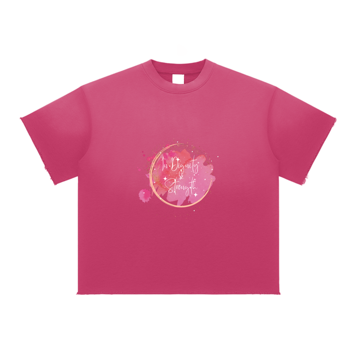 Womens' Faith Based Apparel - Clothed in Dignity & Strength - Sun Fade Raw Edge T-Shirt