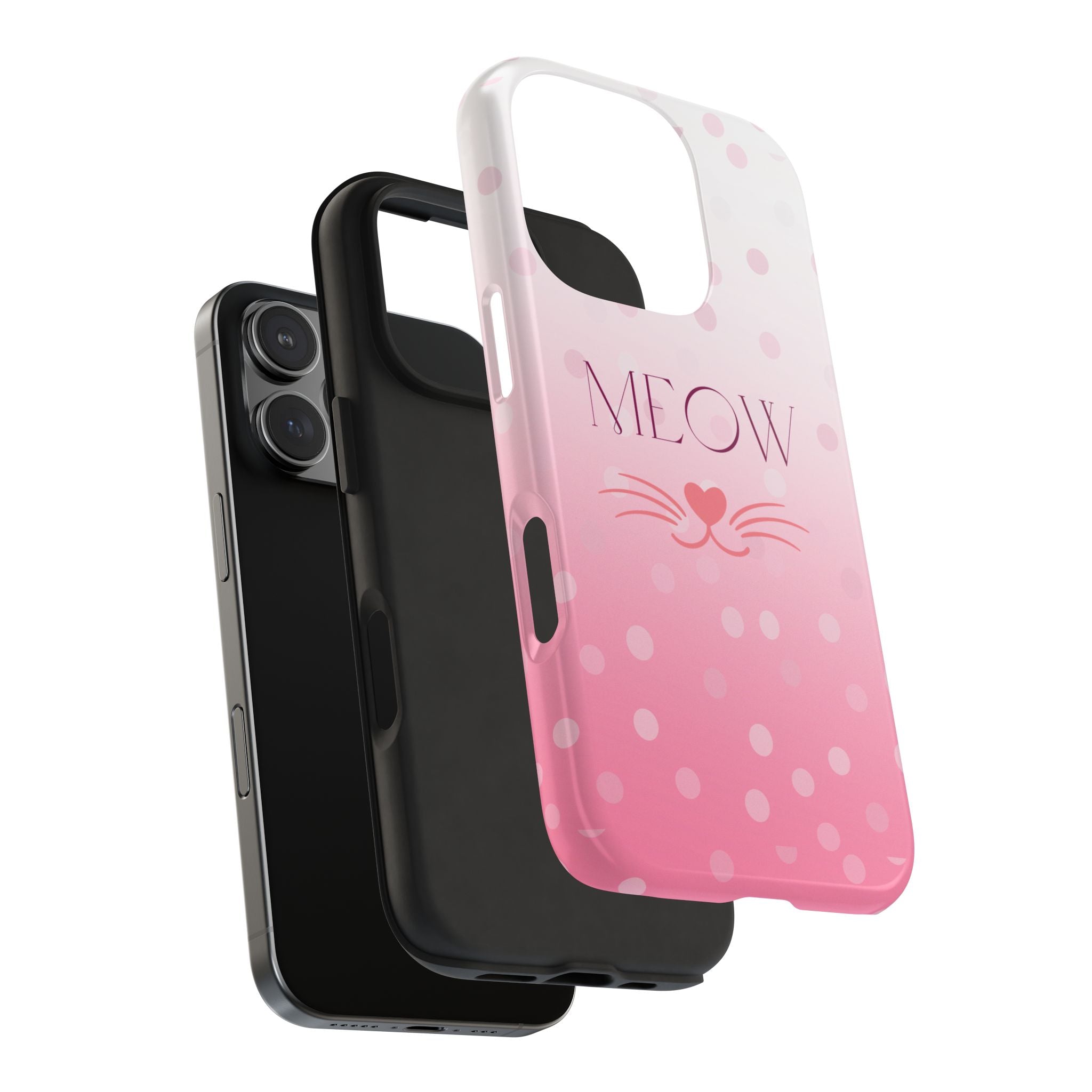 Durable iPhone & Android Protective Case - Cute Pink Cat Phone Case