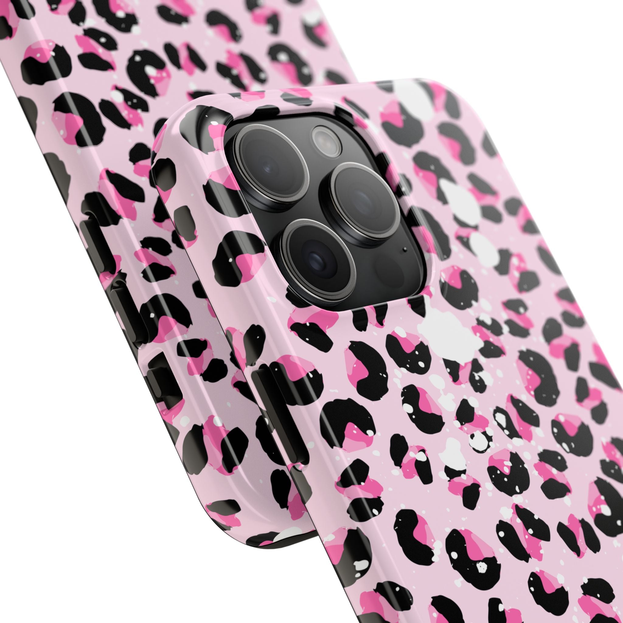 Durable iPhone & Android Protective Phone Case - Pink Leopard Print Tough Case