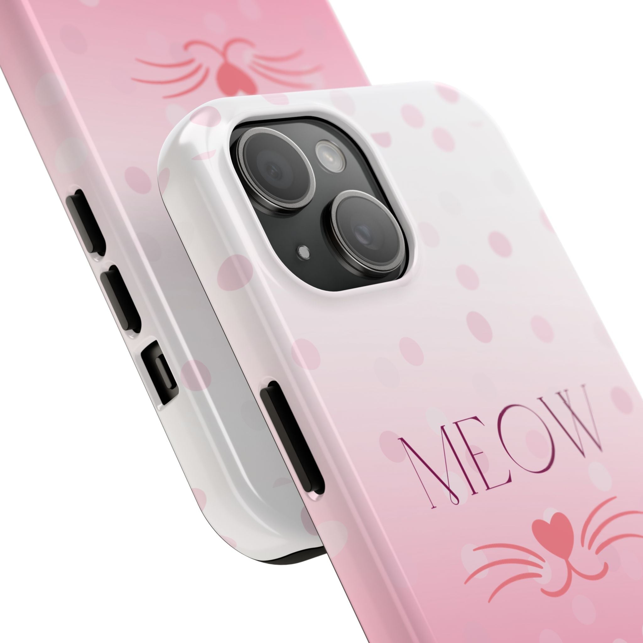 Durable iPhone & Android Protective Case - Cute Pink Cat Phone Case