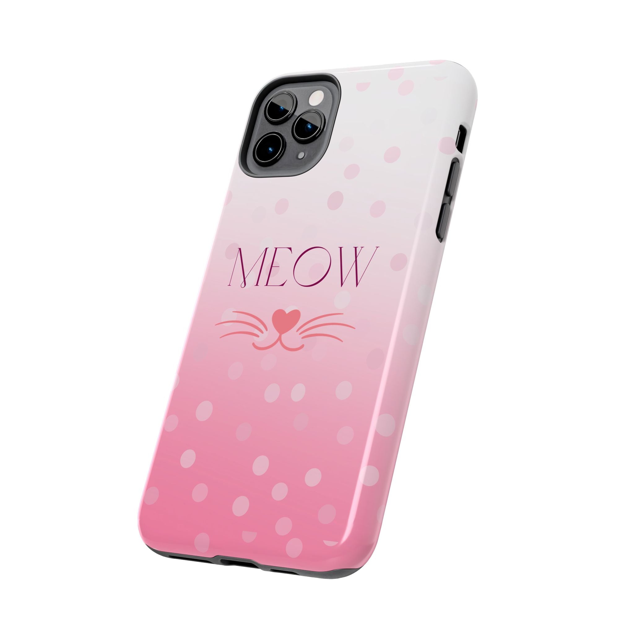 Durable iPhone & Android Protective Case - Cute Pink Cat Phone Case