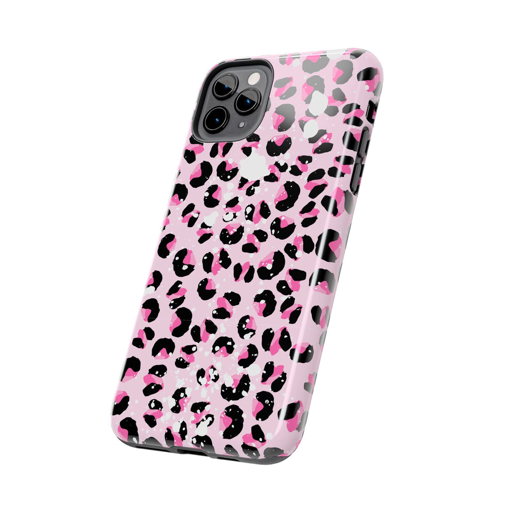 Durable iPhone & Android Protective Phone Case - Pink Leopard Print Tough Case