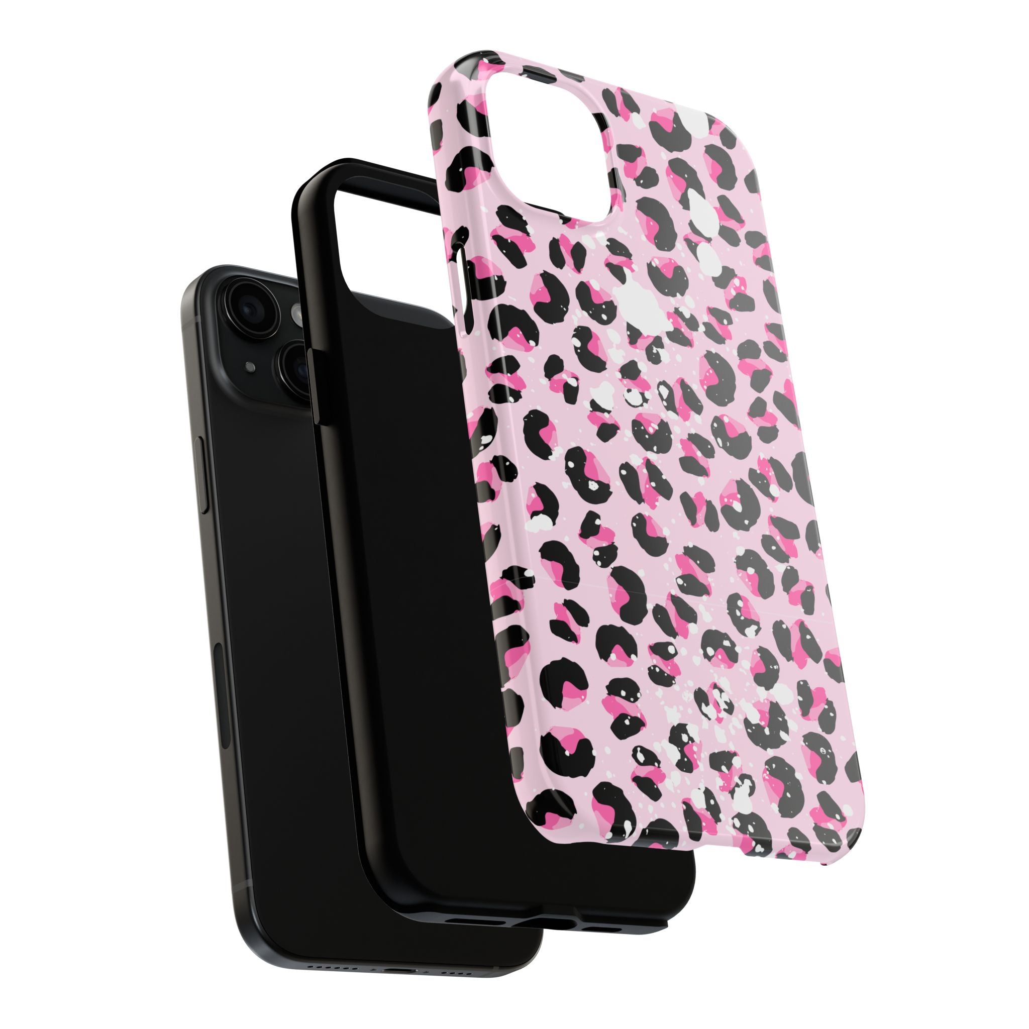 Durable iPhone & Android Protective Phone Case - Pink Leopard Print Tough Case