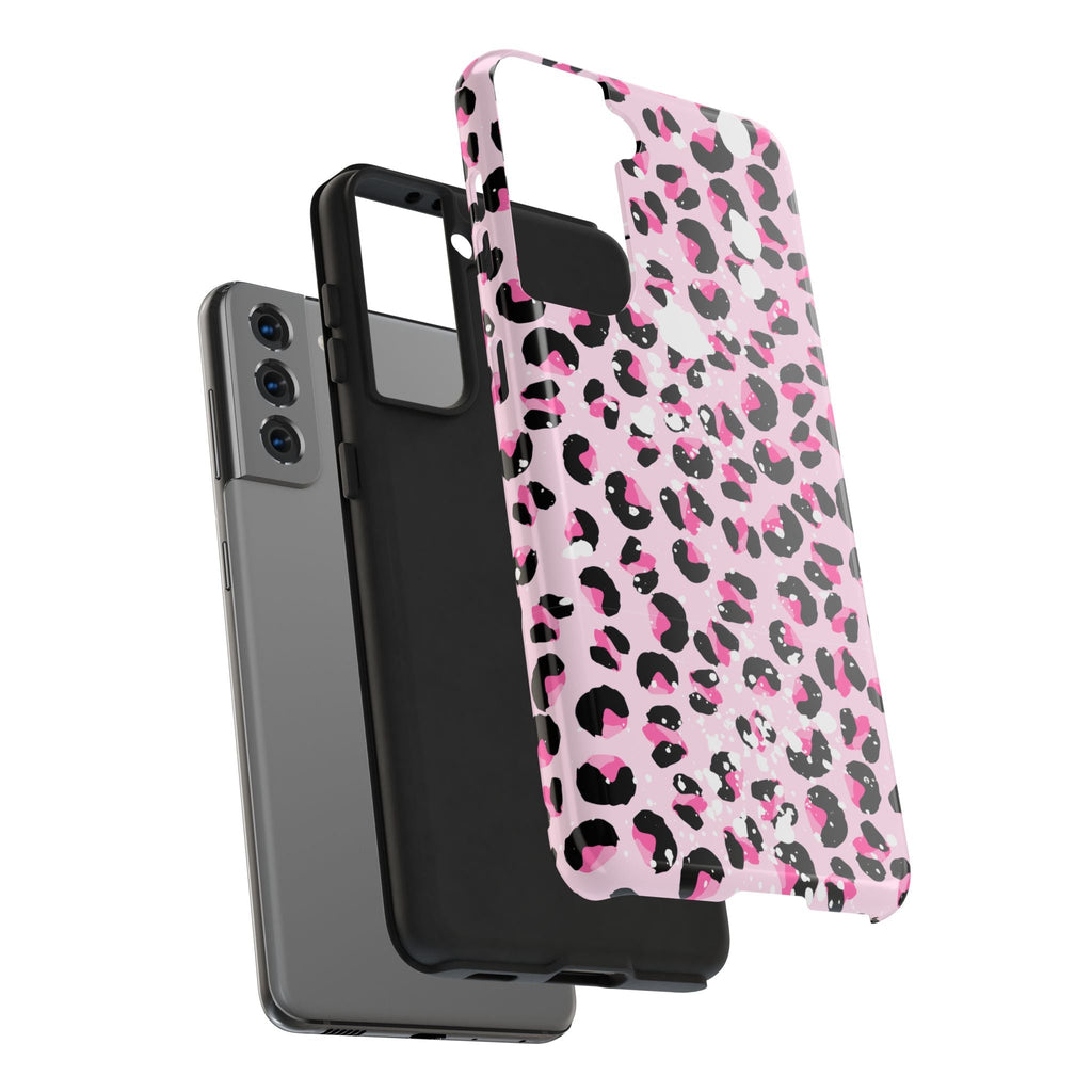 Durable iPhone & Android Protective Phone Case - Pink Leopard Print Tough Case