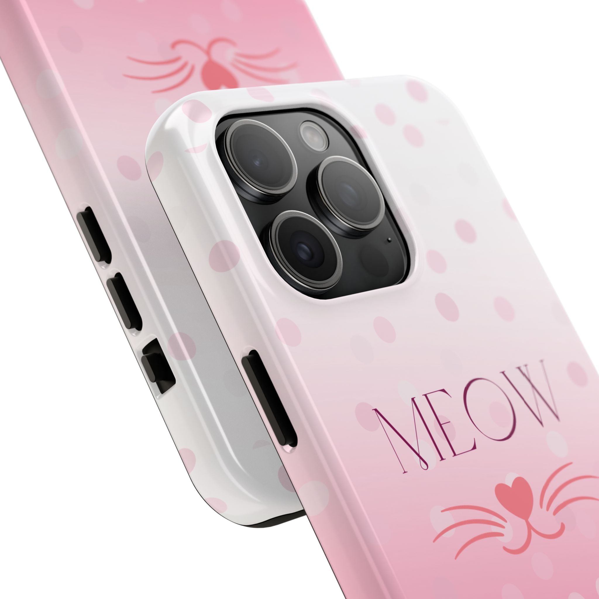 Durable iPhone & Android Protective Case - Cute Pink Cat Phone Case