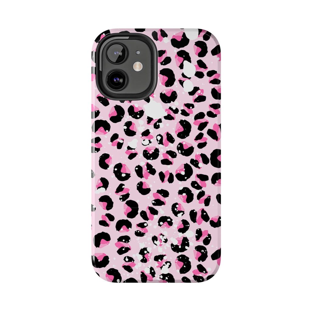 Durable iPhone & Android Protective Phone Case - Pink Leopard Print Tough Case