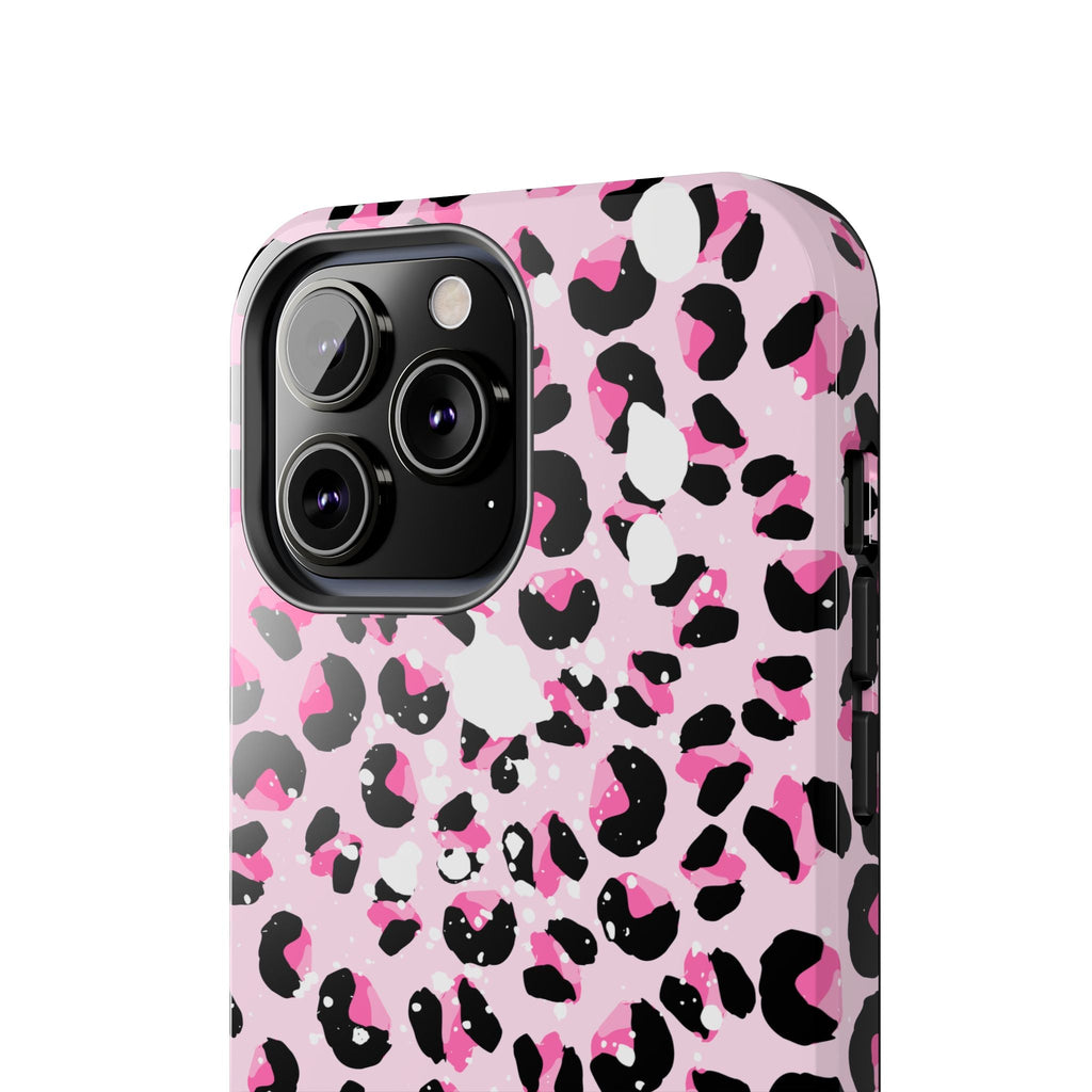 Durable iPhone & Android Protective Phone Case - Pink Leopard Print Tough Case