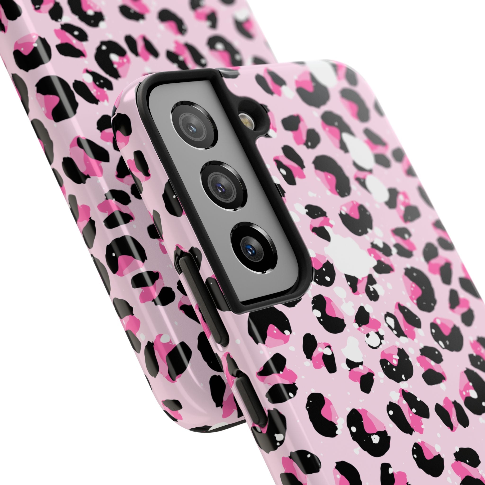 Durable iPhone & Android Protective Phone Case - Pink Leopard Print Tough Case